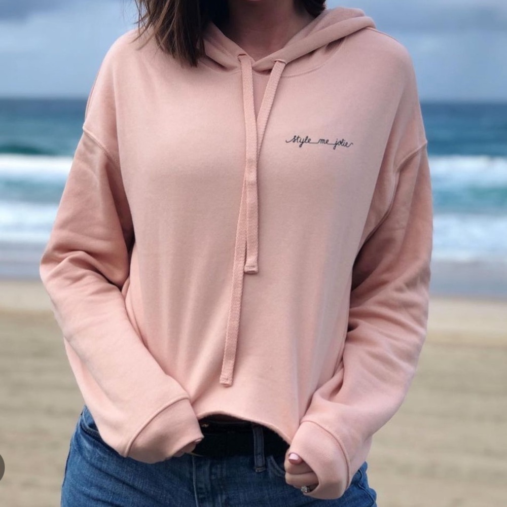 Style Me Jolie Cropped Hoodie Blush Soft Pink Oversized Pullover Sweatshirt